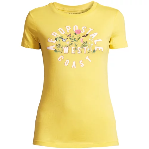 AÉROPOSTALE Majica 'MAY' žuta / maslinasta / svijetloroza / bijela