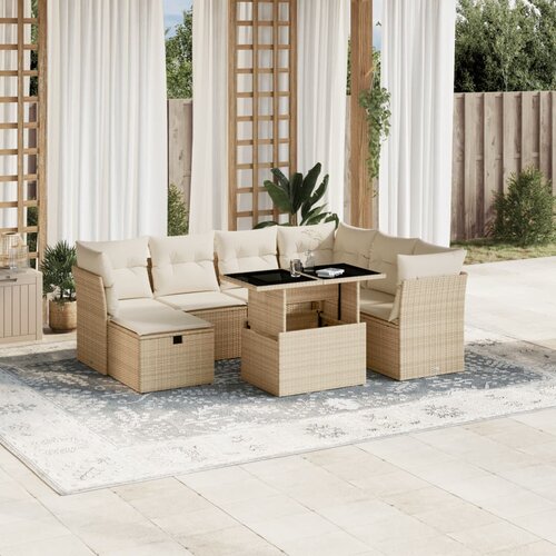 VidaXL 8-dijelni set vrtnih sofa od poliratana s jastucima bež Slike