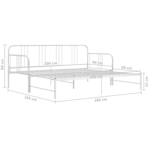 VidaXL okvir za krevet na razvlačenje bijeli metalni 90 x 200 cm Slike