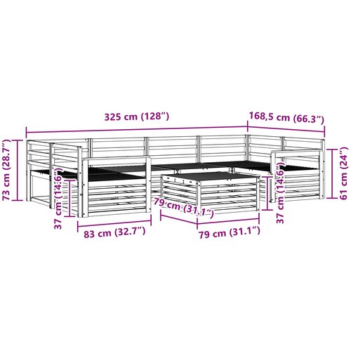  Set vanjskih sofa 7 kom. Prirodna Čvrsto drvo akacije Slike