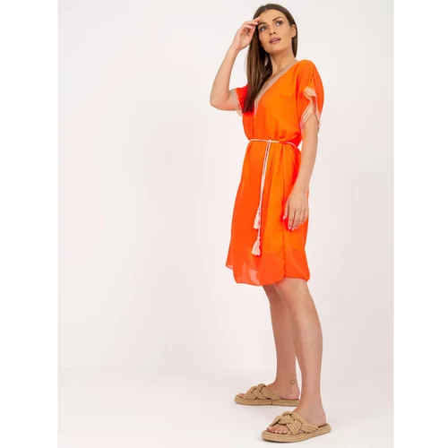 Fashion Hunters Fluo orange airy one size summer dress