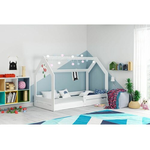 House drveni dečiji krevet 1 - 160x80 cm - beli 3E4V2N5 Slike