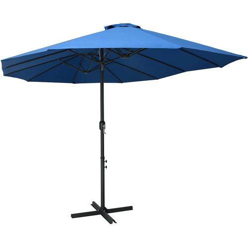 Vanjski suncobran s aluminijskim stupom 460 x 270 cm plavi Cijene