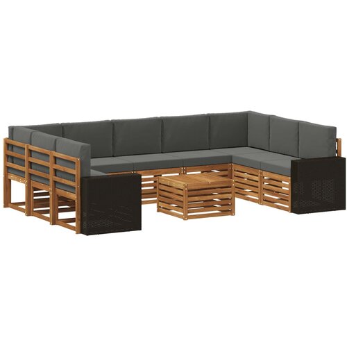 vidaXL Sedežne garniture z blazino 10 pcs Naravna in antracitna, (5000283766) Cene