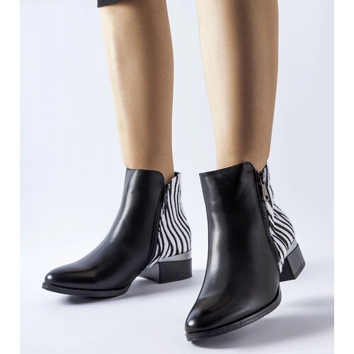 Gemre Black insulated ankle boots with zebra pattern Olindo Cene