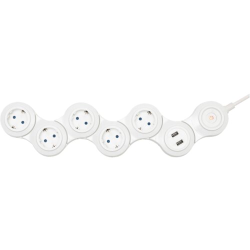 Home Produžni kabel, podesivi, 5 utičnica, 1.5 mm&amp;sup2;,1.4 met, USB - NVH 05K / USB Slike