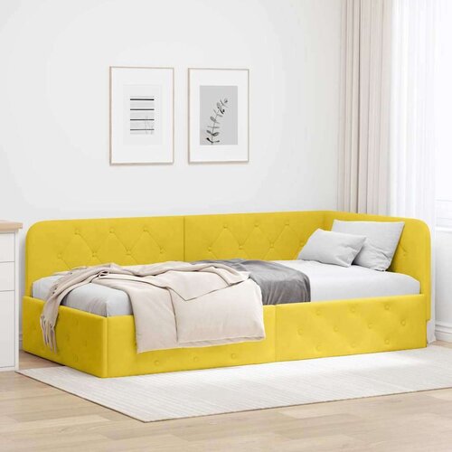  Kutni okvir kreveta s uzglavljem Žuta 90 x 190 cm Baršun Cene