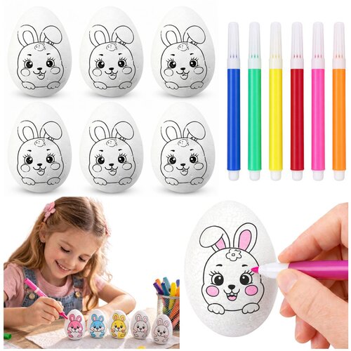 Easter Styrofoam Eggs For Painting Markers Rabbit Pattern D 6pcs Cene