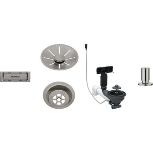 Blanco pribor satin platinum infino set 1x3,5&amp;quot; (skodelica, infino okrasna rozeta, c-prelivni prelivni set), z daljincem okrogel dvigalnik satin platinum Slike