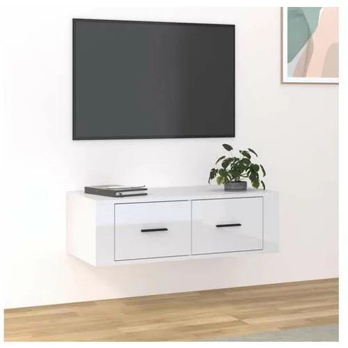  TV omarica visok sijaj bela 80x36x25 cm inženirski les