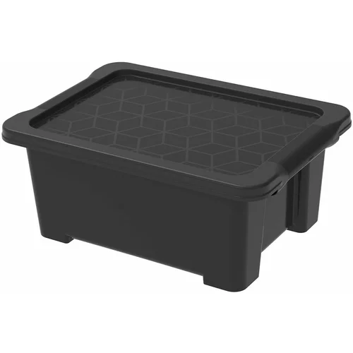 Rotho Sjajna crna plastična kutija za pohranu s poklopcem Evo Easy -