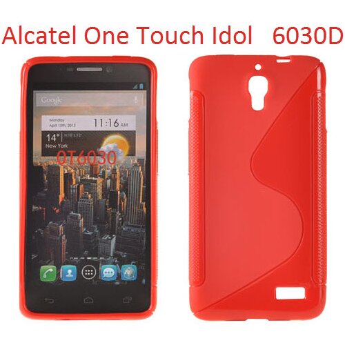  Gumijasti / gel etui S-Line za Alcatel One Touch Idol 6030D - rdeči Cene