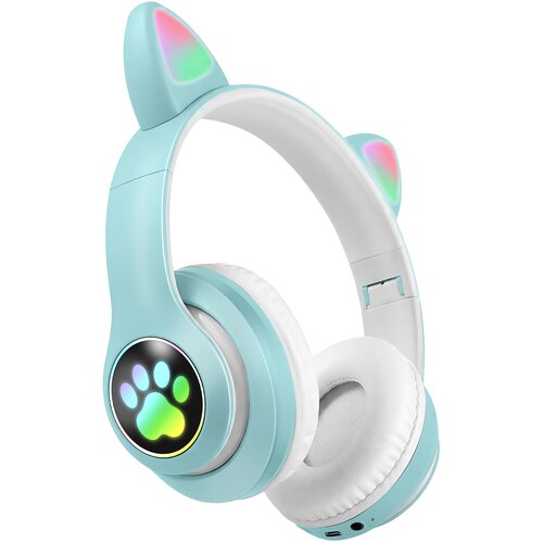 Avizar Brezžične Bluetooth slu&scaron;alke za otroke s svetlečimi RGB mačjimi u&scaron;esi, Mentol zelena, (5000299366) Cene
