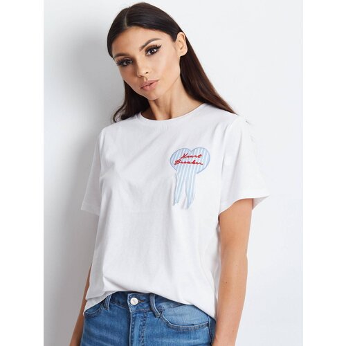 Yups T-shirt decorated with a heart appliqué white Cene