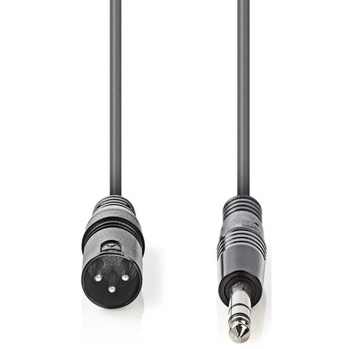 Nedis COTH15100GY50, Balansirani audio kabl, XLR 3-pinski mu&amp;scaron;ki, 6,35 mm mu&amp;scaron;ki, Niklovani, 5,00 m, PVC Slike