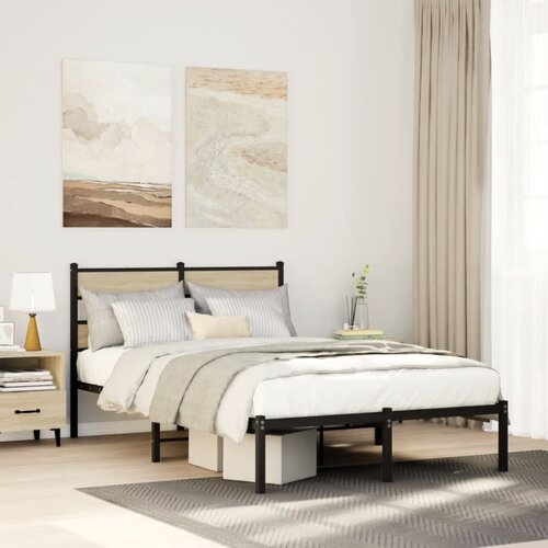 vidaXL Kovinski posteljni okvir brez vzmetnice sonoma hrast 120x190 cm Cene
