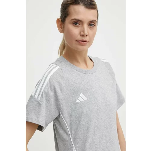 Adidas Majica kratkih rukava Tiro24 za žene, boja: siva, IR9355