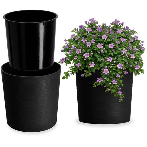 KADAX cvetlični lonec 30 cm pokrov z vložkom plastični cvetlični lonec črne barve, (5000353078) Cene