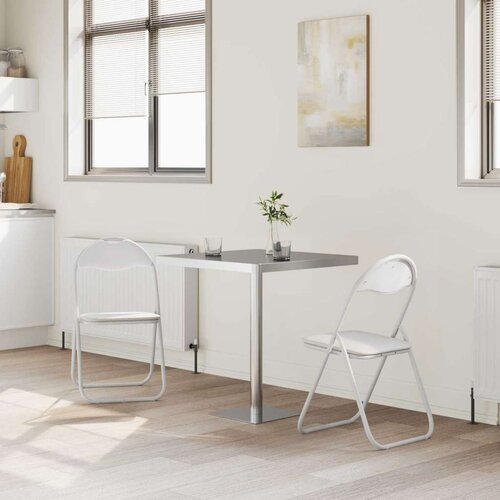  Sklopiva stolica 2 pcs Bijela i siva 48 x 43 5 x 81 cm - Bijeli 2 Slike