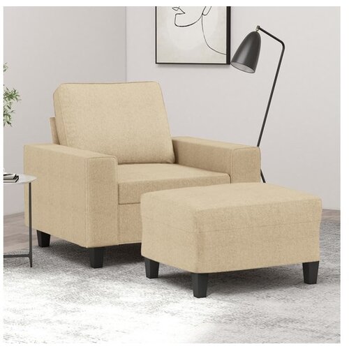 vidaXL Fotelj s stolčkom za noge krem 60 cm blago Cene