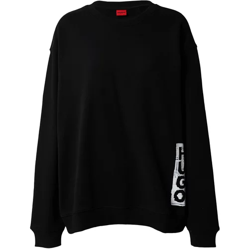Hugo Sweater majica 'Deroxane' crna / prljavo bijela
