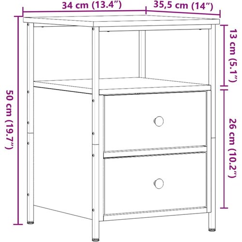 VidaXL Noćni ormarići 2 kom Artisan hrast 34x35,5x50 cm izrađeno drvo Slike