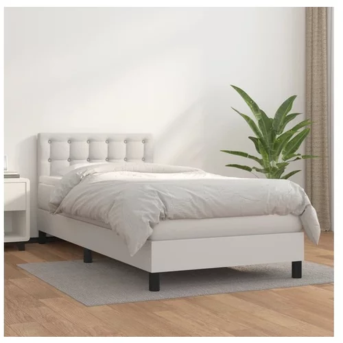  Box spring postelja z vzmetnico bela 90x200 cm umetno usnje
