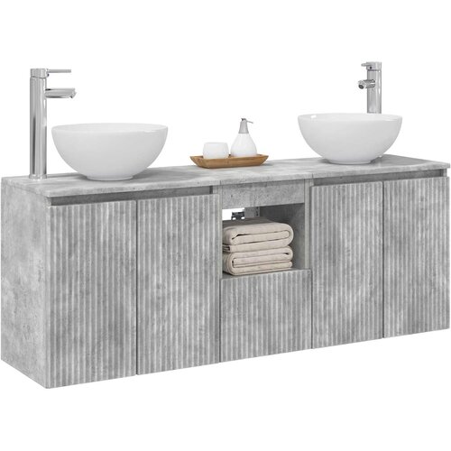  Set ormarića za kupaonicu 3 kom. Betonska siva 129 x 41 x 80 cm Slike