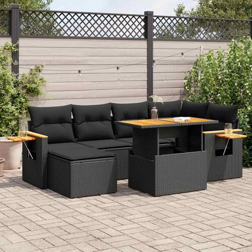  7-dijelni set vrtnih sofa od poliratana s jastucima crni bagrem Cijene