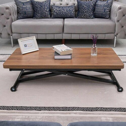 Hanah home Home klub sto na podizanje i rasklapanje 120 &amp;times; 60/120 cm, visina 44&amp;ndash;75 cm, orah / crna Slike