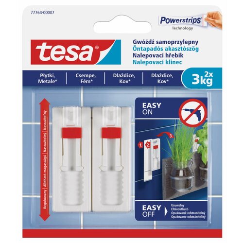 Tesa Nastavljiv samolepilni žebljiček za ploščice in kovino Tesa (nosilnost: 3 kg, 2 kos) Cene