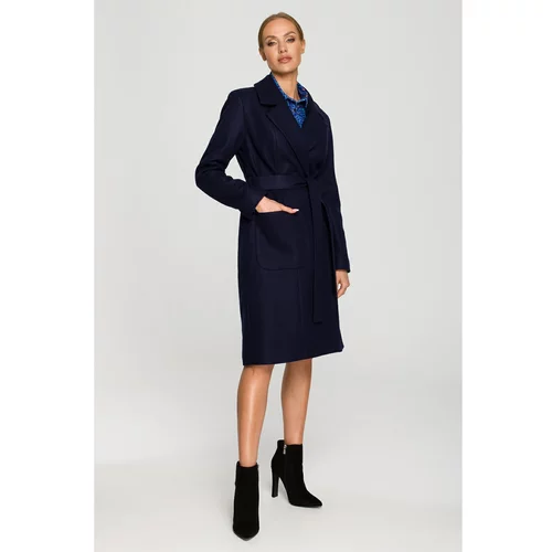 Made Of Emotion Woman's Coat M708 Navy Blue