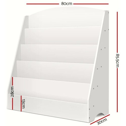 Kinder Home dječja polica, organizator s policama za knjige i časopise, drvena, bijela, 80x30x80 cm Cene