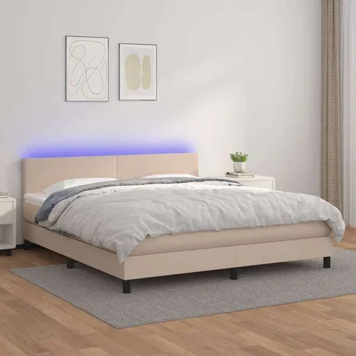  Box spring postelja z vzmetnico LED kapučino 160x200 cm, (20896599)