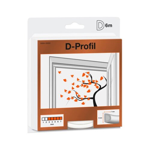 Tesa Dihtung D profil bijeli 6m-9mm Slike