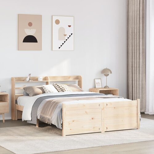 VidaXL Okvir za krevet s uzglavljem 150 x 200 cm borovina Slike