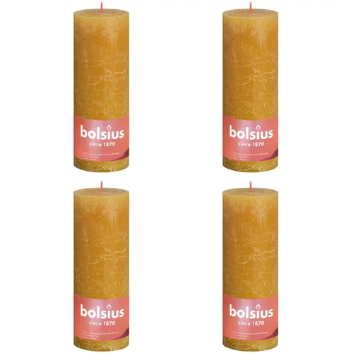 Bolsius rustične debele svijeće Shine 4 kom 190 x 68 mm žuta boja saća