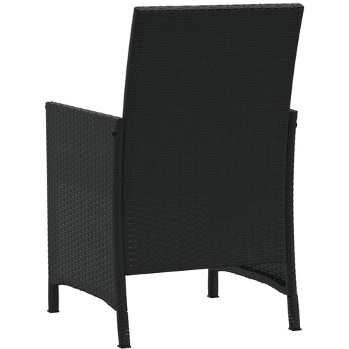  3-dijelni bistro set s jastucima crni od poliratana Slike
