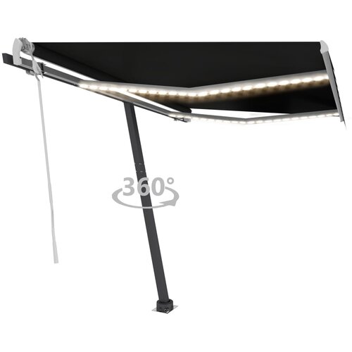 vidaXL tenda na ručno uvlačenje s LED svjetlima 300 x 250 cm antracit Cijene