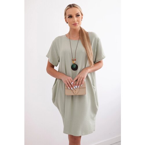 Kesi Włoski Dress with pockets and pendant bright green Cene