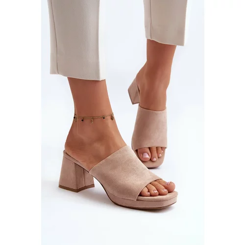 Kesi Women's beige Bralya high heeled slippers