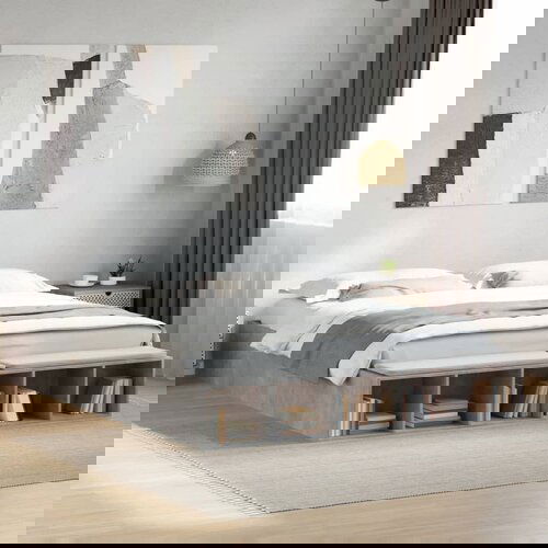 Furnova Posteljni okvir betonsko siv 180x200 cm inženirski les, (21941124) Slike