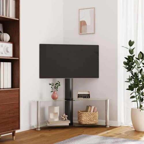 vidaXL Kotno TV stojalo 2-nadstropno za 32-70" črno in srebrno Cene