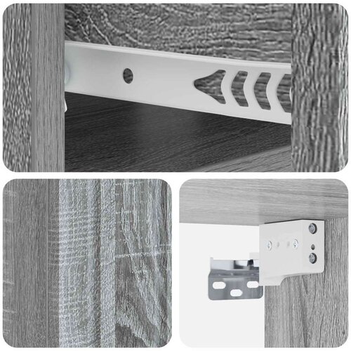  Noćni ormarić za montažu na zid s ladicama 2 pcs Siva sonoma Slike