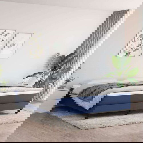  Krevet s oprugama i madracem plavi 180x200 cm od tkanine Slike