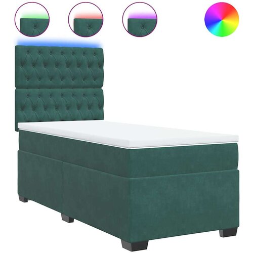 VidaXL Box spring krevet s madracem tamnozeleni 80 x 200 cm bar&amp;scaron;unasti Slike