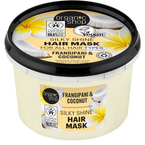 Organic Shop Maska za lase s svilnatim sijajem Frangipani in kokos - 250 ml Cene