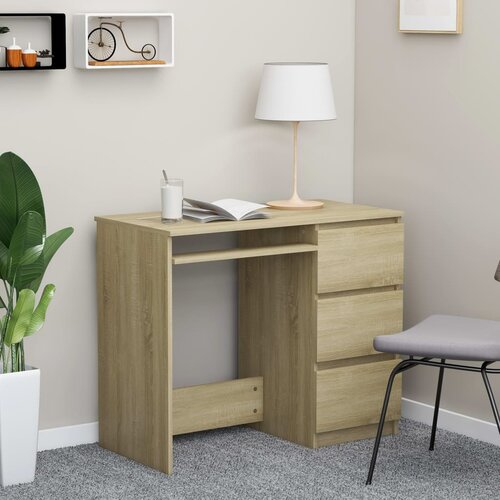 VidaXL Pisalna miza sonoma hrast 90x45x76 cm iverna plo&amp;scaron;ča Slike