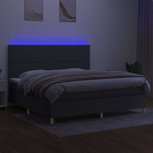  Box spring s madracem LED tamnosivi 200x200 cm tkanina Slike