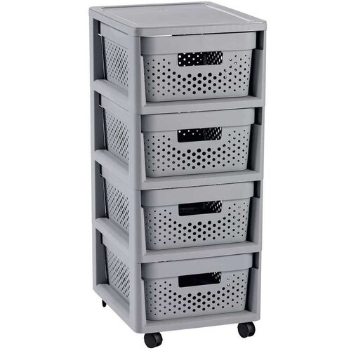 Curver INFINITY DOTS polica s predali 4x11L / siva Cene
